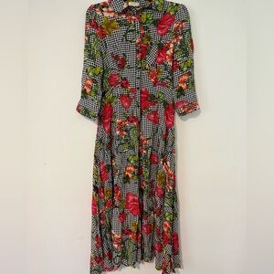 Floral black and white maxi dress